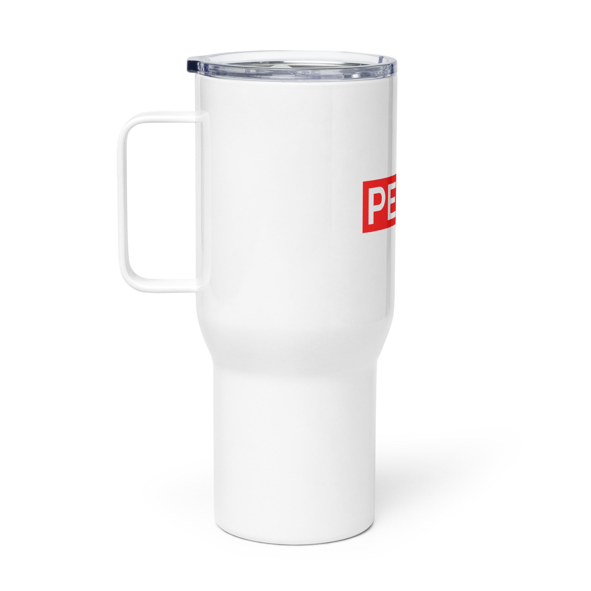 Travel mug with a handle